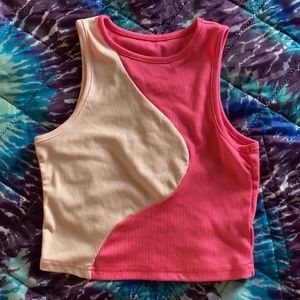 color block ribbed knit tank top